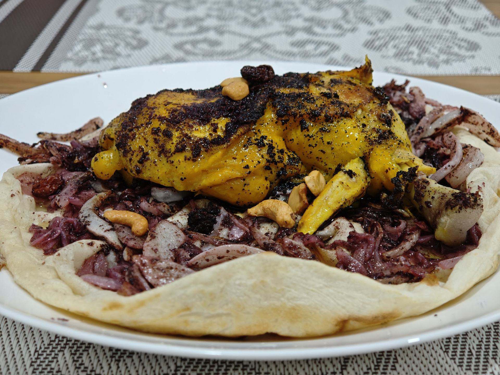 A platter of traditional Palestinian musakhan